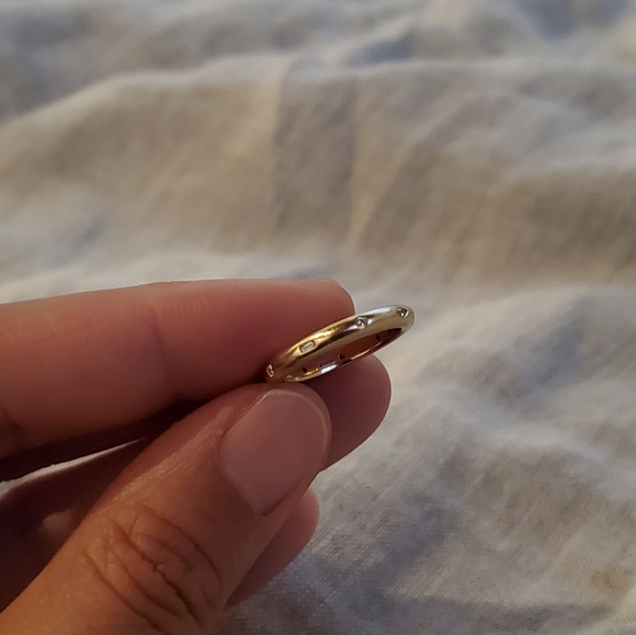 14k yellow gold eternity band with diamonds - Picture 2 of 5